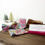 Men's Cotton Floral Bow Tie and Handkerchief Set, Blue Red (Color F30)