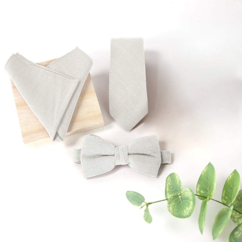 Men's Linen Blend Necktie and Pocket Square Handkerchief Hanky Set