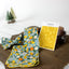 Men's Salt Shrinking Seersucker Cotton Floral Print Bow Tie and Handkerchief Set, Blue Yellow