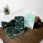 Men's Salt Shrinking Seersucker Cotton Floral Print Necktie and Handkerchief Set, Black Green