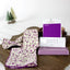 Men's Salt Shrinking Seersucker Cotton Floral Print Necktie and Handkerchief Set, Ivory Purple