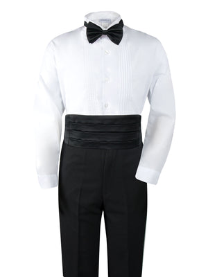 boys' black classic five-piece tuxedo tux set with tail without jacket