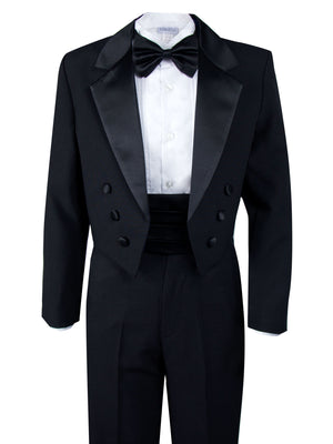 boys' black classic five-piece tuxedo tux set with tail
