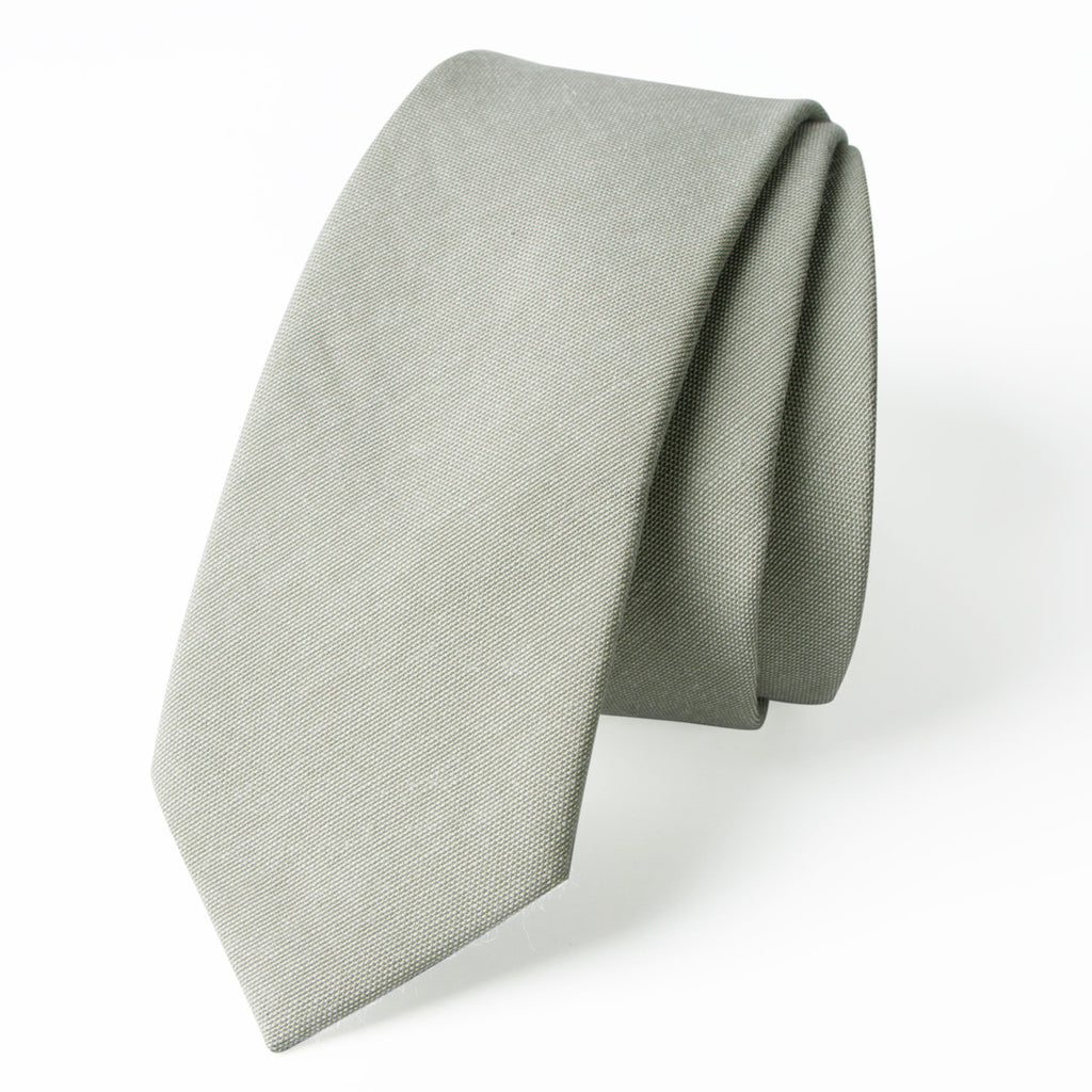 Men's Solid Color Chambray Cotton Skinny Tie