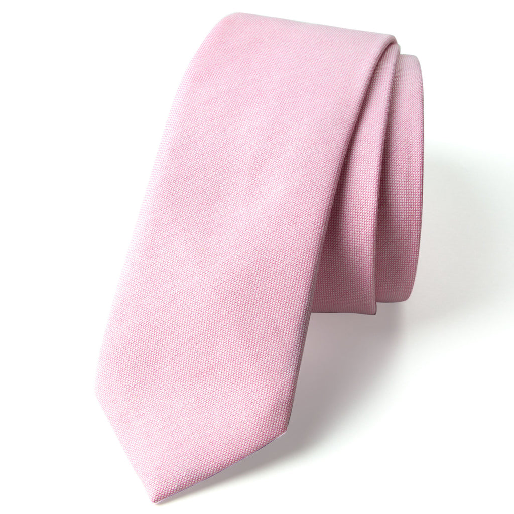 Men's Solid Color Chambray Cotton Skinny Tie