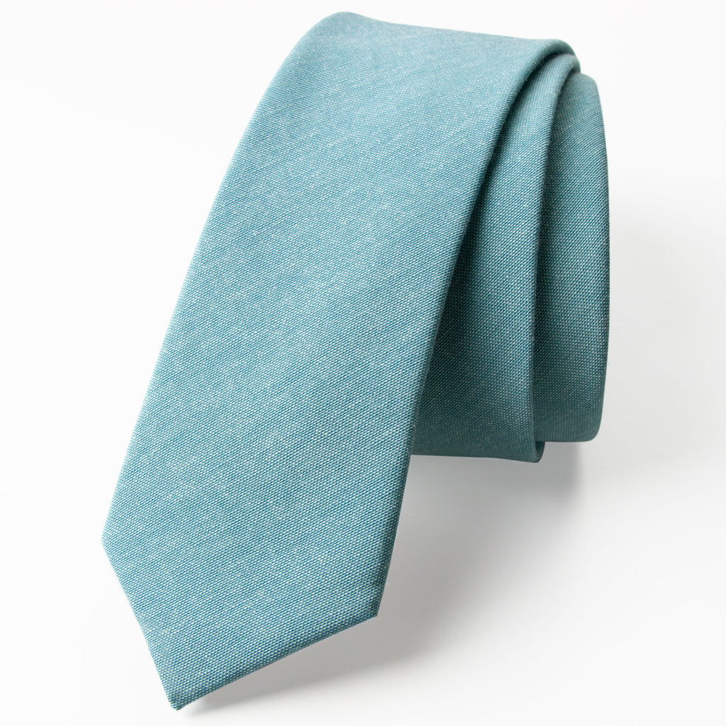 Men's Solid Color Chambray Cotton Skinny Tie