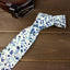Men's Cotton Printed Floral Skinny Tie, Ivory/Blue (Color F03)