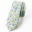 Men's Cotton Printed Floral Skinny Tie, Ivory/Yellow (Color F04)