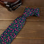 Men's Cotton Printed Floral Skinny Tie, Black/Pink (Color F12)
