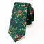 Men's Cotton Printed Floral Skinny Tie, Juniper (Color F51)