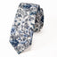 Men's Cotton Printed Floral Skinny Tie, Steel Blue (Color F54)