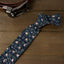 Men's Cotton Printed Floral Skinny Tie, Navy (Color F57)