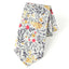 Men's Cotton Printed Floral Skinny Tie, Yellow Red Grey (Color F62)