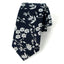 Men's Cotton Printed Floral Skinny Tie, Dark Navy (Color F66)
