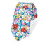 Men's Cotton Printed Floral Skinny Tie, Blue Yellow (Color F70)