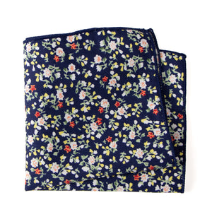 Boys' Cotton Floral Print Pocket Square, Navy (Color F21)