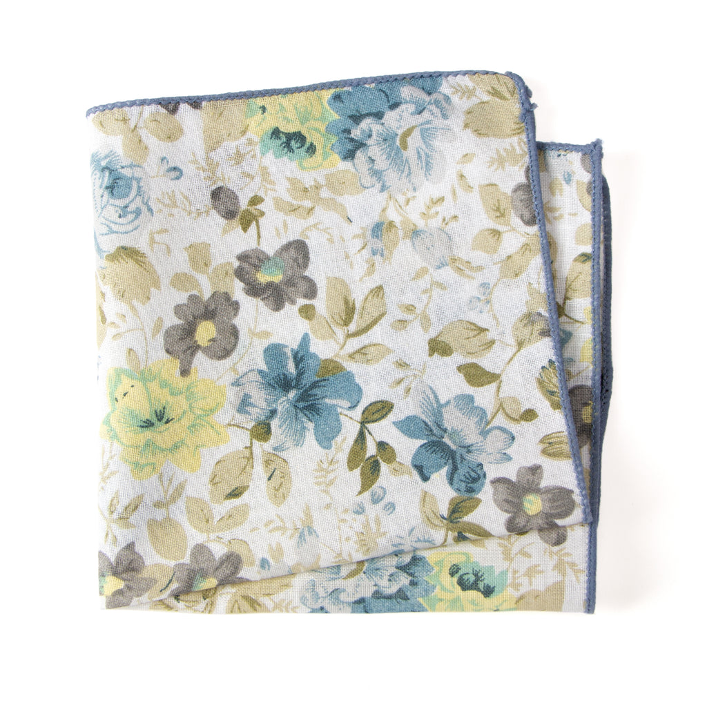 Boys' Cotton Floral Print Pocket Square, Yellow (Color F24)