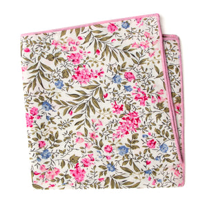 Boys' Cotton Floral Print Pocket Square, Blue Pink (Color F64)