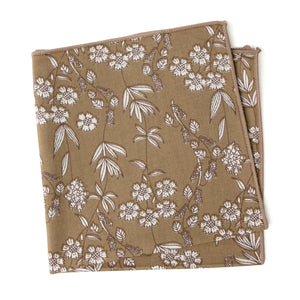 Boys' Cotton Floral Print Pocket Square, Brown (Color F65)