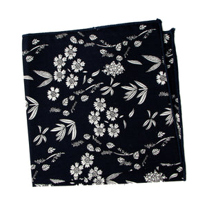 Boys' Cotton Floral Print Pocket Square, Dark Navy (Color F66)