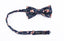 Men's Floral Cotton Suspenders and Bow Tie Set, Navy Orange (Color F35)