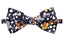 Men's Cotton Floral Print Bow Tie, Black/Mustard (Color F41)