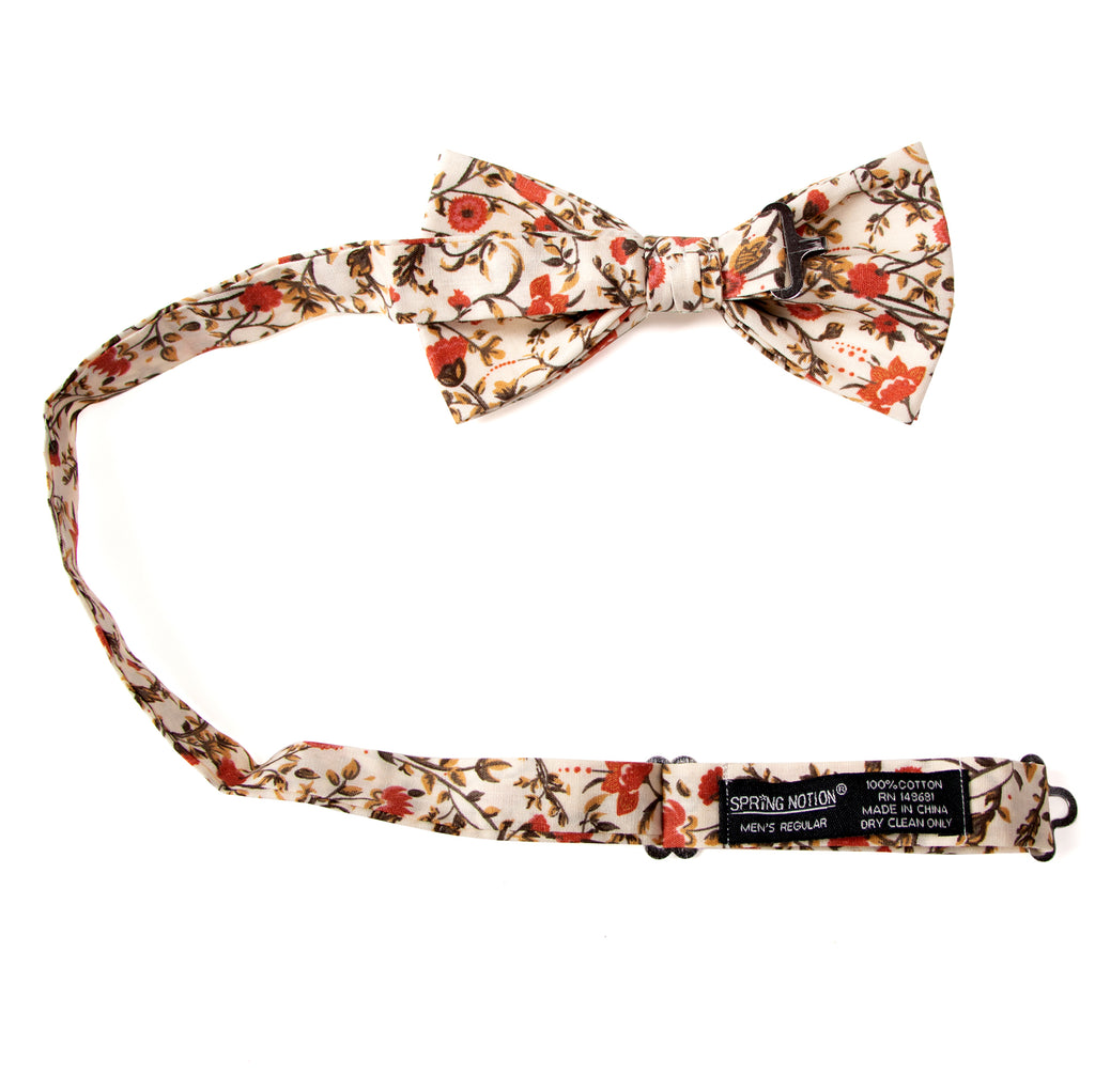 Men's Floral Cotton Suspenders and Bow Tie Set, Sienna (Color F43)