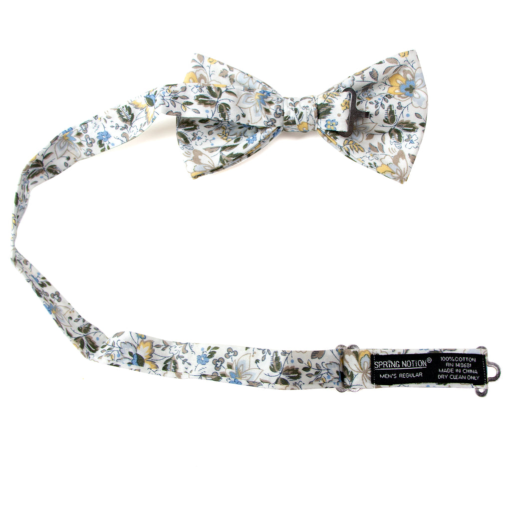Men's Floral Cotton Suspenders and Bow Tie Set, Gold Metallic (Color F44)