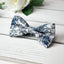 Men's Cotton Floral Print Bow Tie, Steel Blue (Color F54)