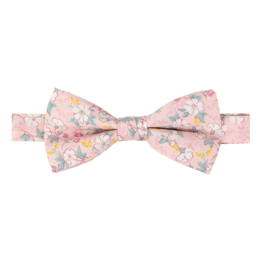 Men's Cotton Floral Print Bow Tie, Blush Pink (Color F60)