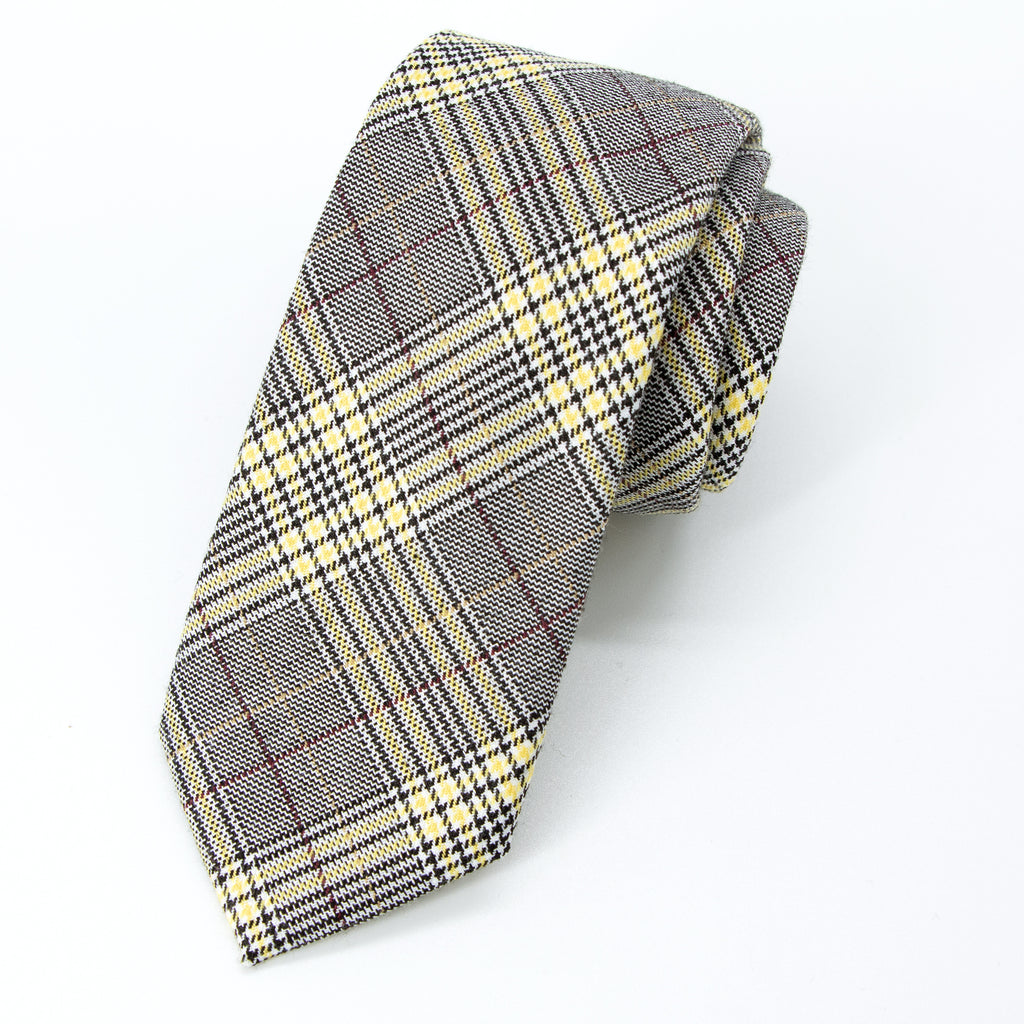 Men's Brown/Yellow Plaid Tie (Color 08)