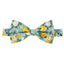 Men's Salt Shrinking Seersucker Cotton Floral Print Bow Tie, Blue Yellow (Color FS05)