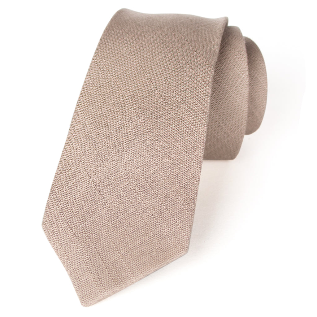 men's skinny tan linen tie