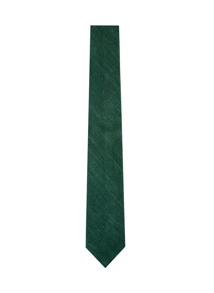 men's skinny forest green linen tie