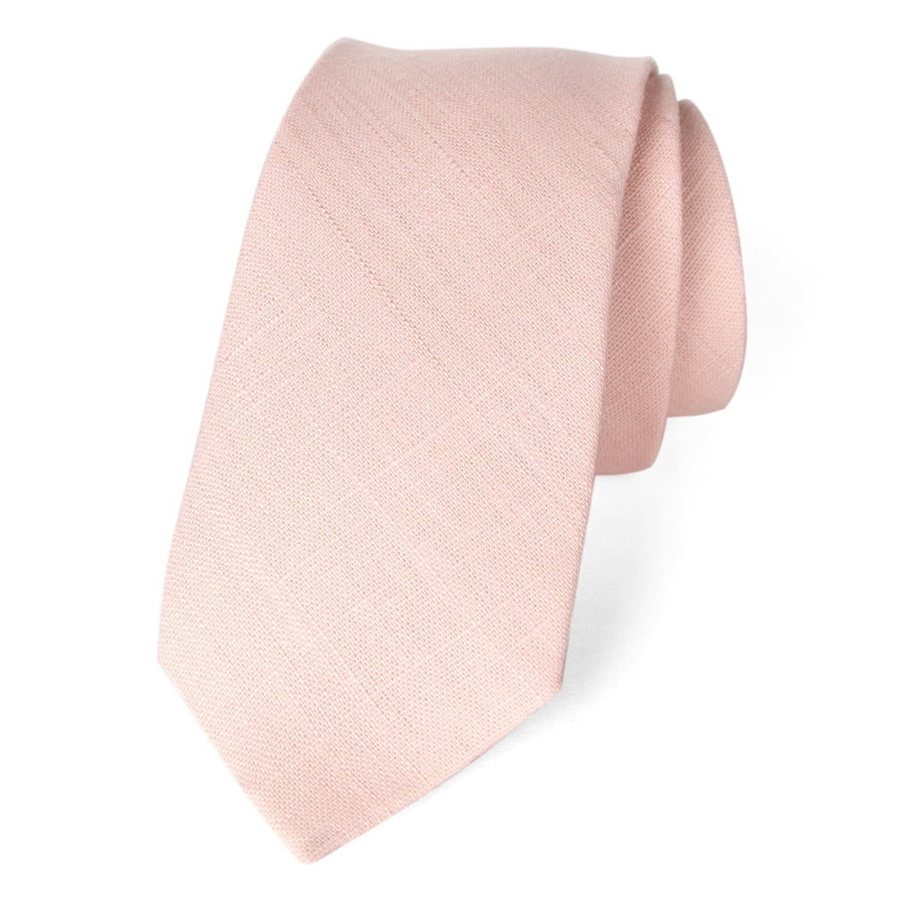 men's skinny blush pink linen tie
