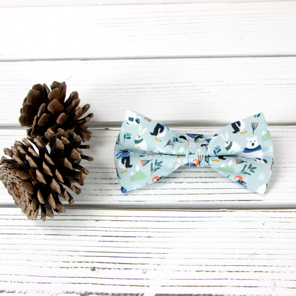 Men's Printed Christmas Theme Pretied Bow Tie, Polar Bear