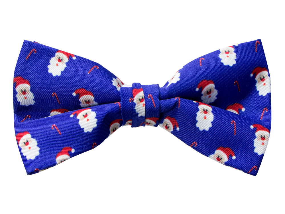 Men's Printed Christmas Theme Pretied Bow Tie, Santa Face