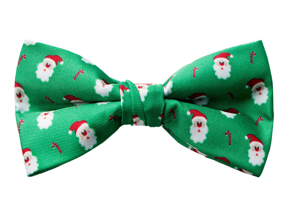 Men's Printed Christmas Theme Pretied Bow Tie, Santa Face