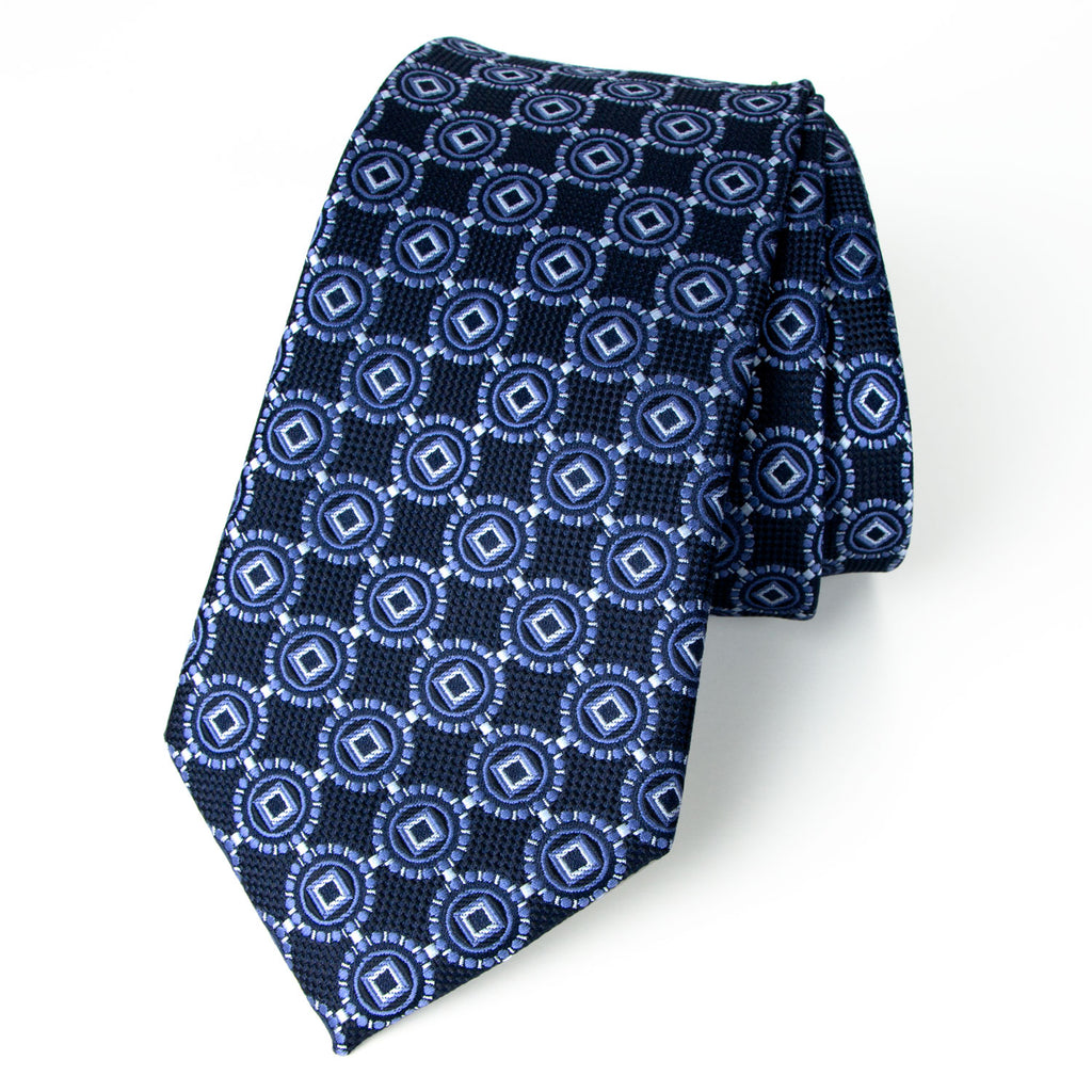 Men's Geometric  Medallion Microfiber Woven Tie Black