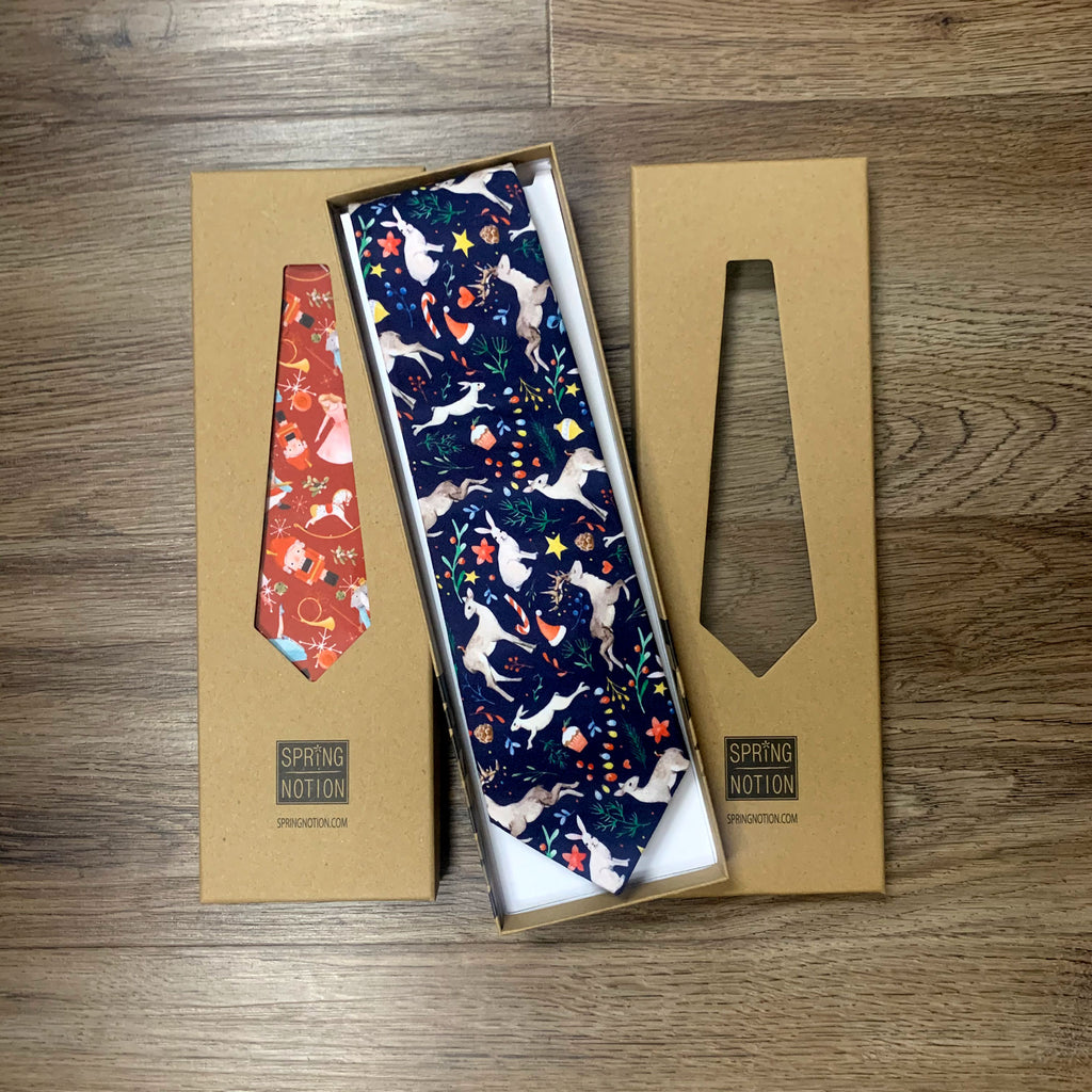 Men's Printed Microfiber Christmas Themed Tie, Santa Face