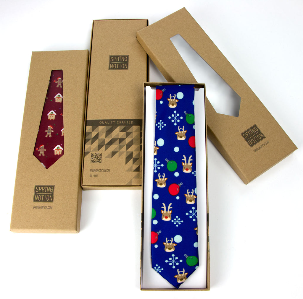 Boys' Printed Christmas Theme Pre-Tied Zipper Tie, Santa