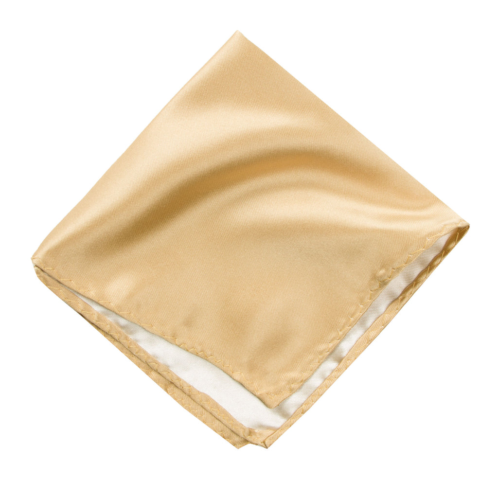 men's antique gold metallic solid color satin microfiber handkerchief hanky pocket square