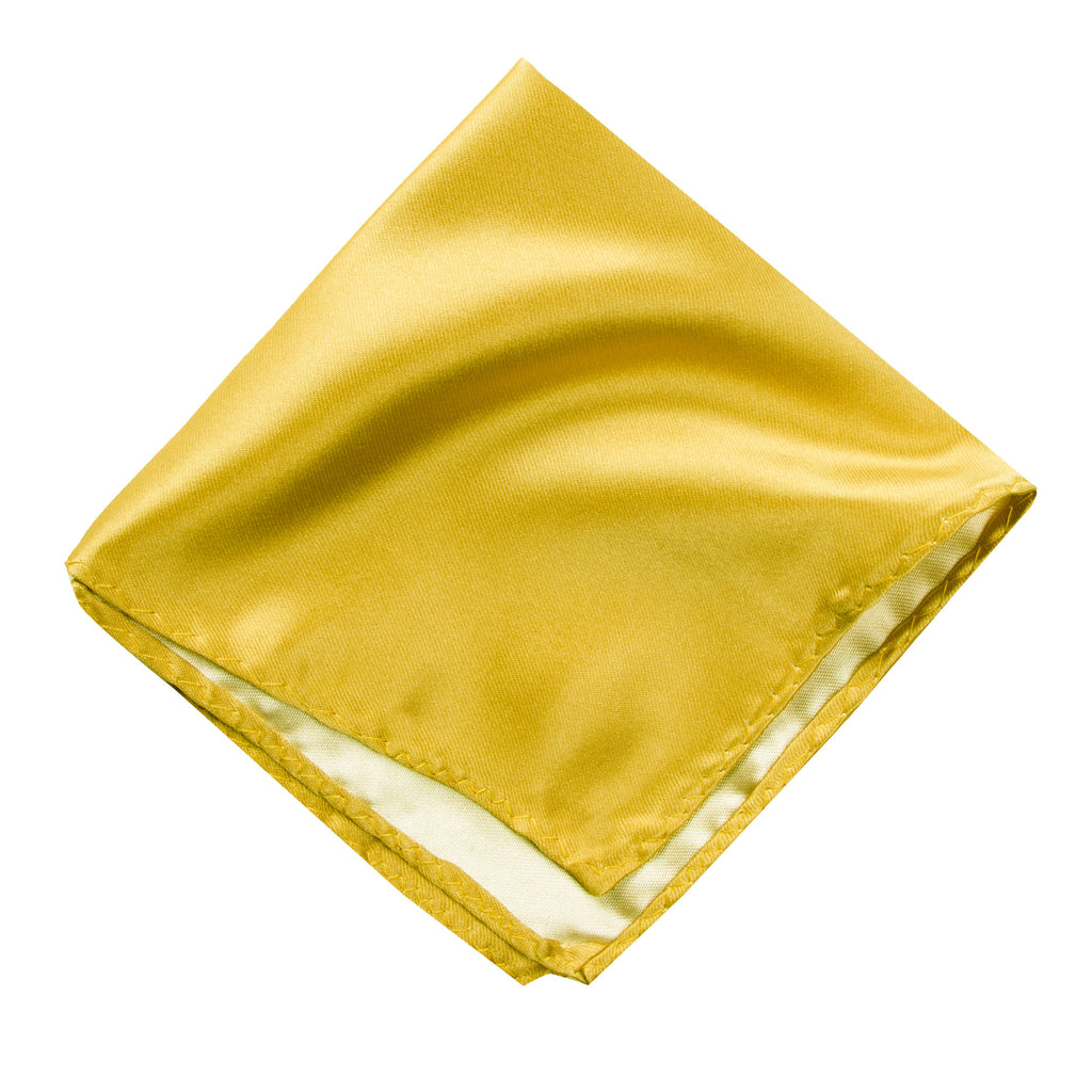men's gold metallic solid color satin microfiber handkerchief hanky pocket square