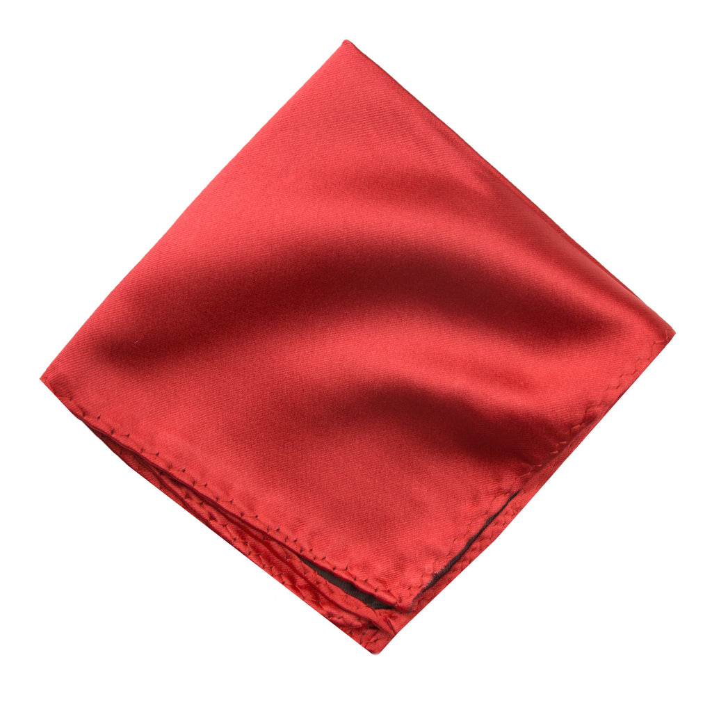 men's true red solid color satin microfiber handkerchief hanky pocket square