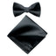 Men's Solid Color Satin Microfiber Bow Tie and Handkerchief Set