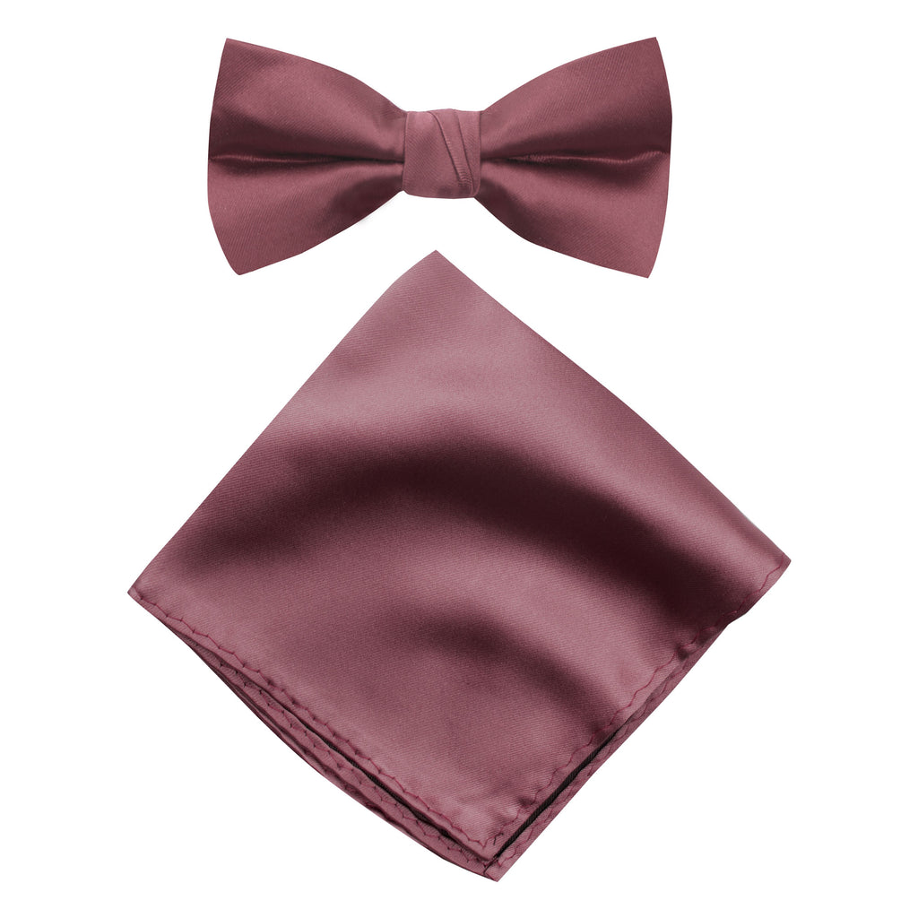Men's Solid Color Satin Microfiber Bow Tie and Handkerchief Set