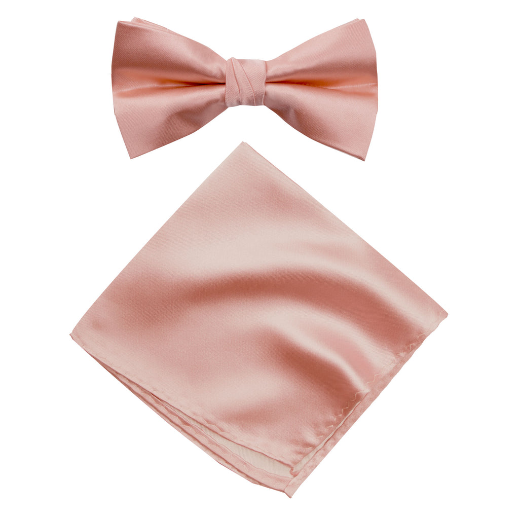 Men's Solid Color Satin Microfiber Bow Tie and Handkerchief Set