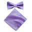 Men's Solid Color Satin Microfiber Bow Tie and Handkerchief Set