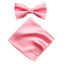 Men's Solid Color Satin Microfiber Bow Tie and Handkerchief Set