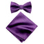 Men's Solid Color Satin Microfiber Bow Tie and Handkerchief Set